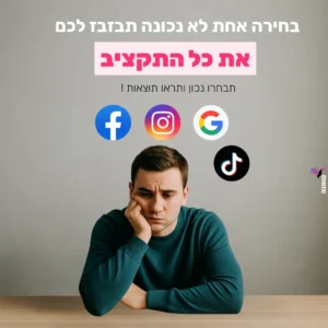 איש מבולבל מול לוגואים של פייסבוק, אינסטגרם, גוגל וטיקטוק – המחשה לבחירת ערוץ שיווק דיגיטלי